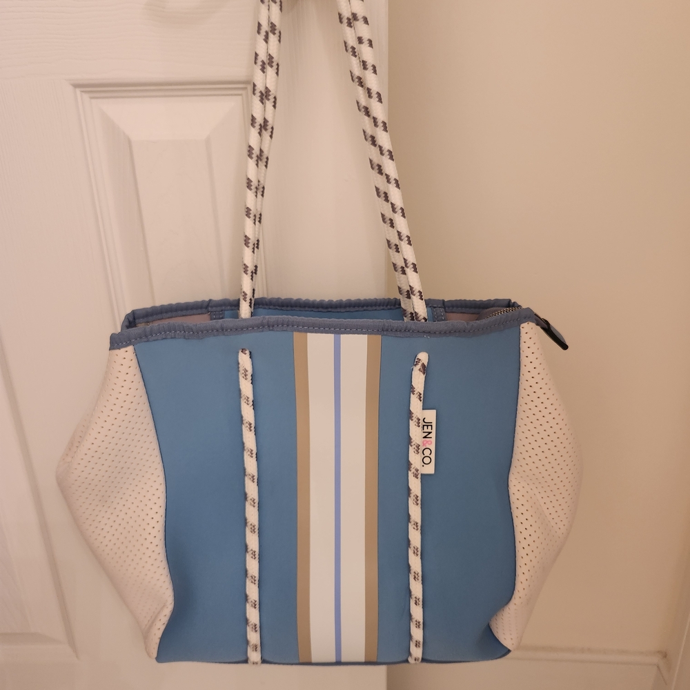 Stylish Blue and White Tote Bag
